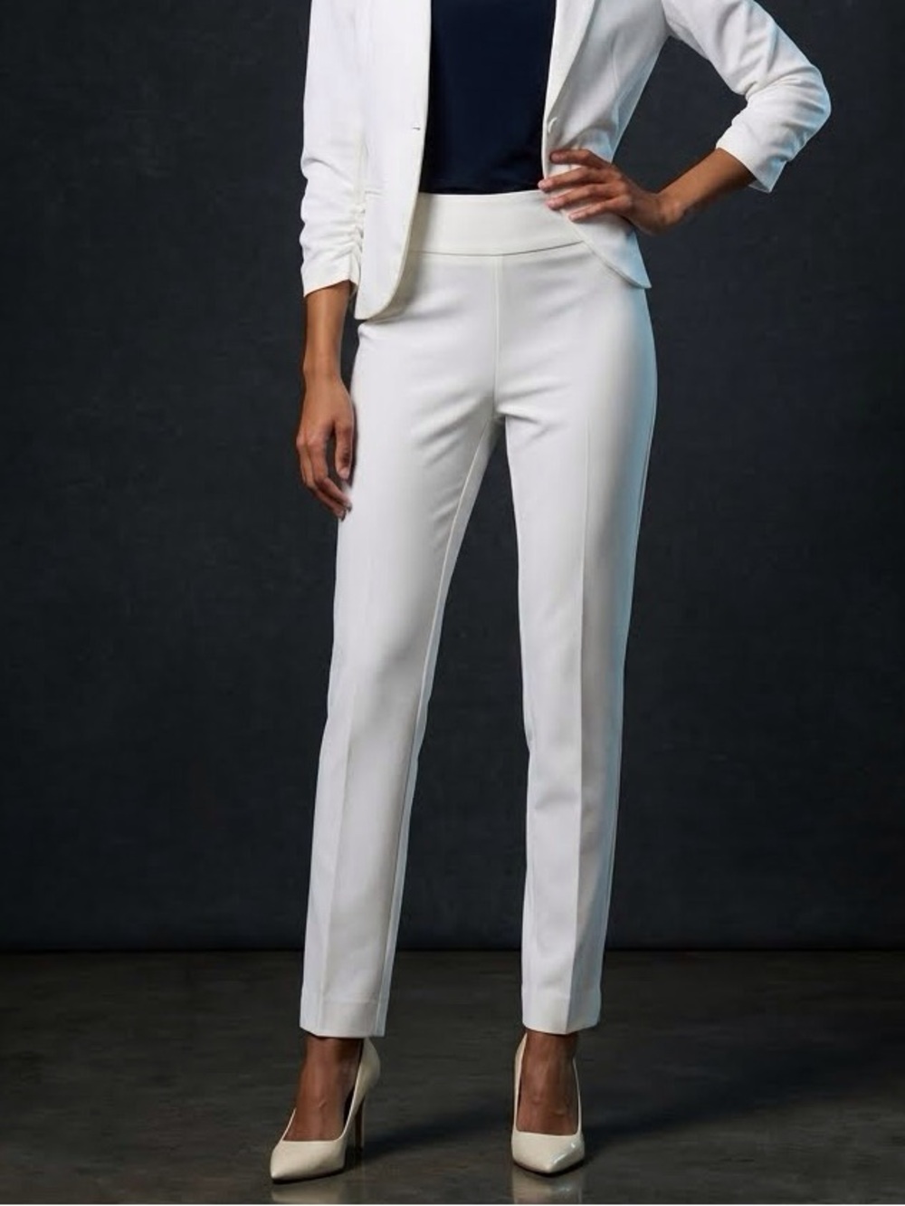 NIC+ZOE Wonderstretch Trousers White NWT 4 minimalist office